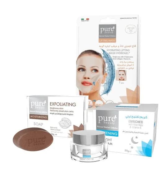 3 in 1 - مجموعة العناية بالوجه - صابون الجلسرين و قناع تجميلي و كريم تفتيح | Pure Beauty