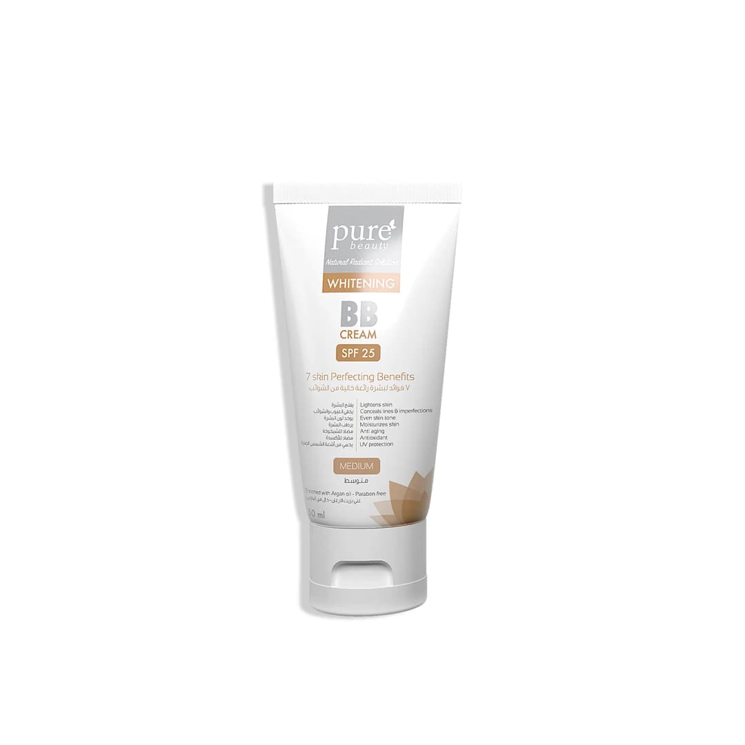50g - كريم بيور بيوتي متوسط تفتيح - بي بي مع واقي شمسي بعامل حماية 25 | Pure Beauty